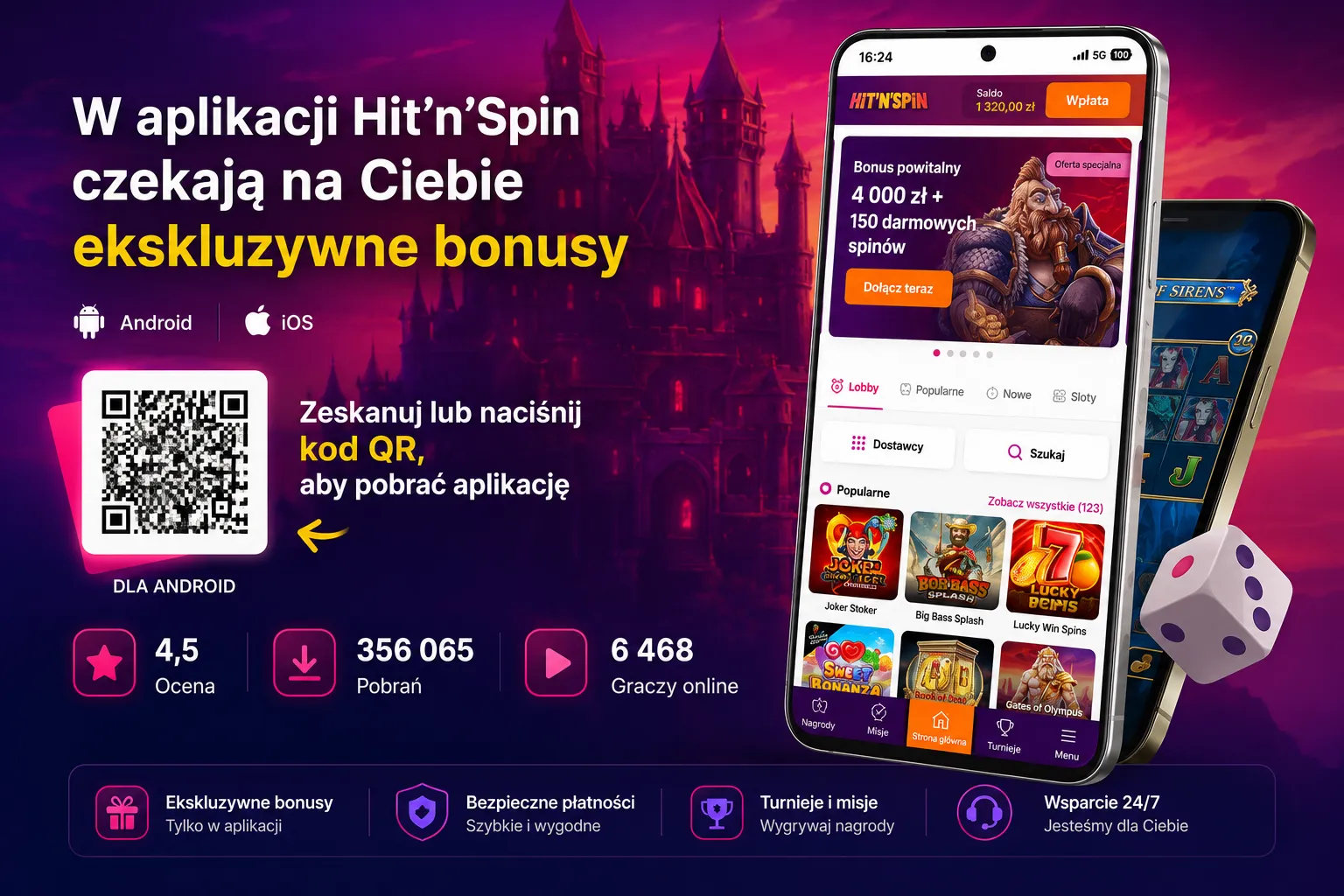 Kasyno online mobilne – zrzut ekranu aplikacji