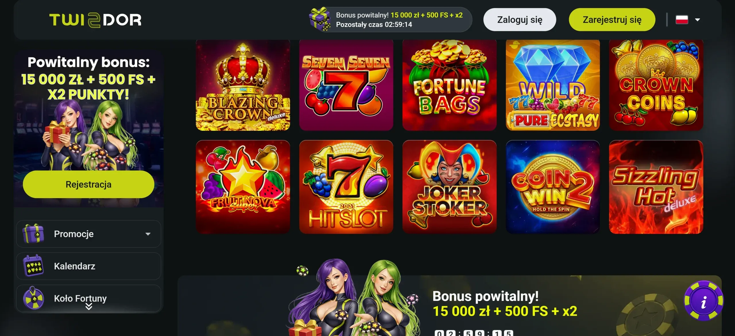 Kasyno online Twindor – zrzut ekranu platformy